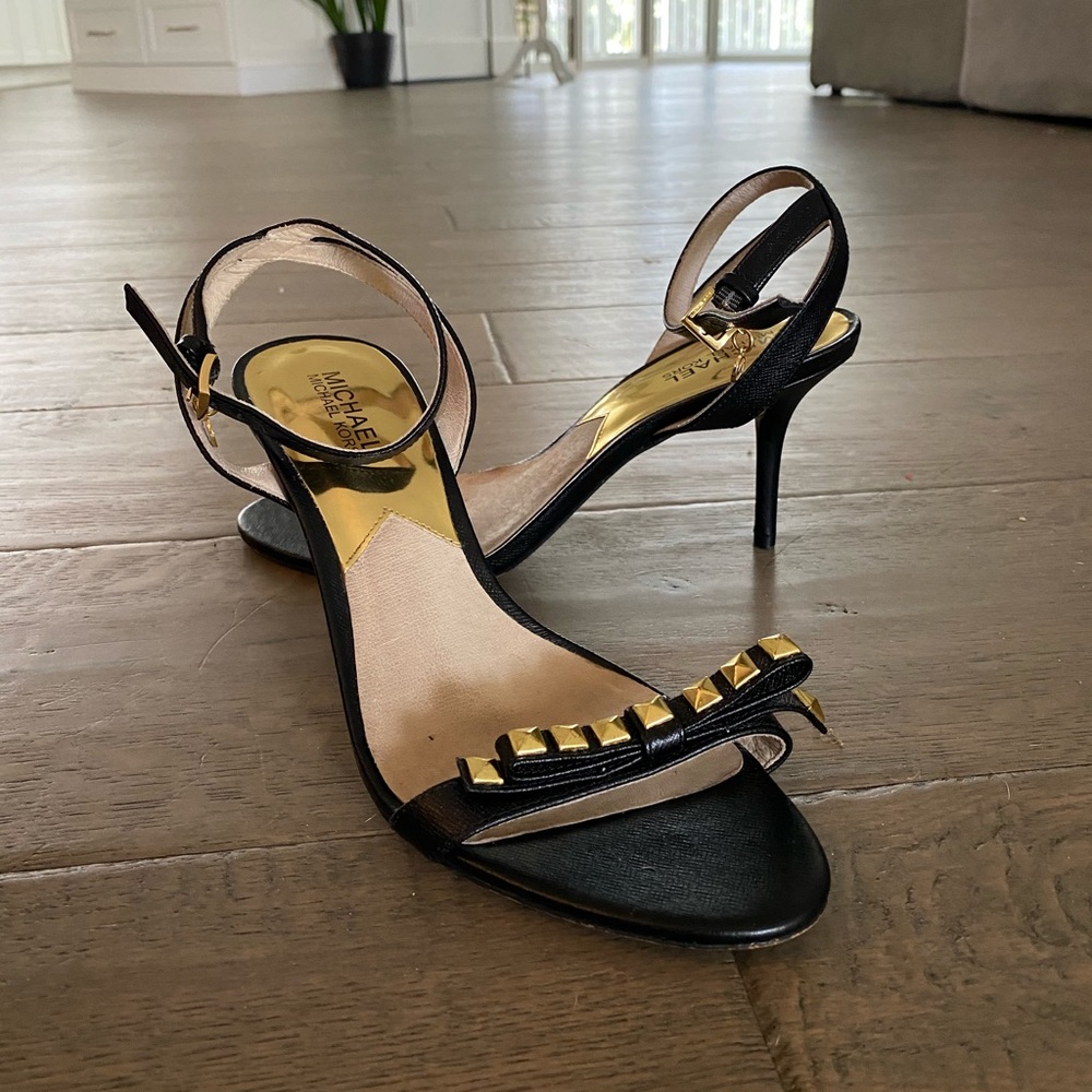 Michael Kors gold studded Bow strapping sandal